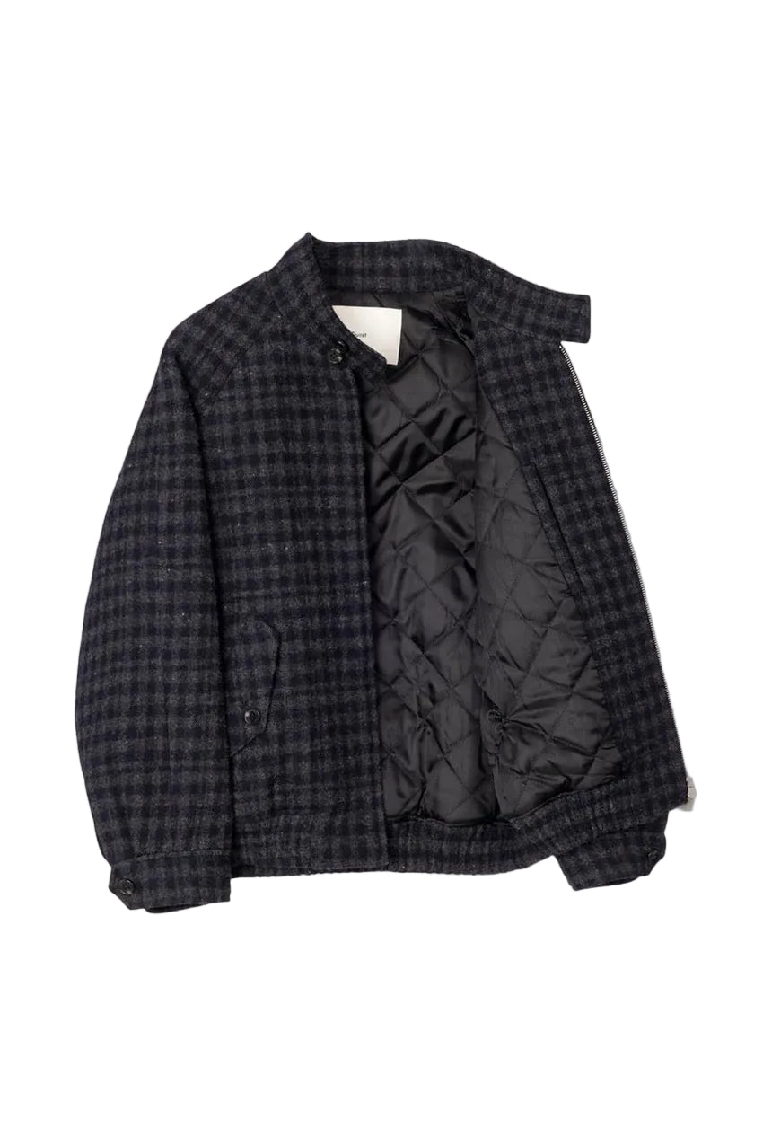 Unisex Harrington Quilted Wool Blouson - Deep Navy Check