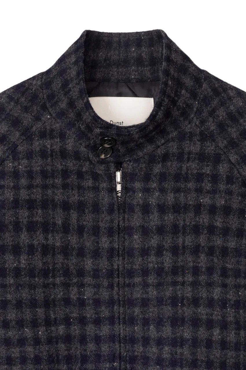 Unisex Harrington Quilted Wool Blouson - Deep Navy Check