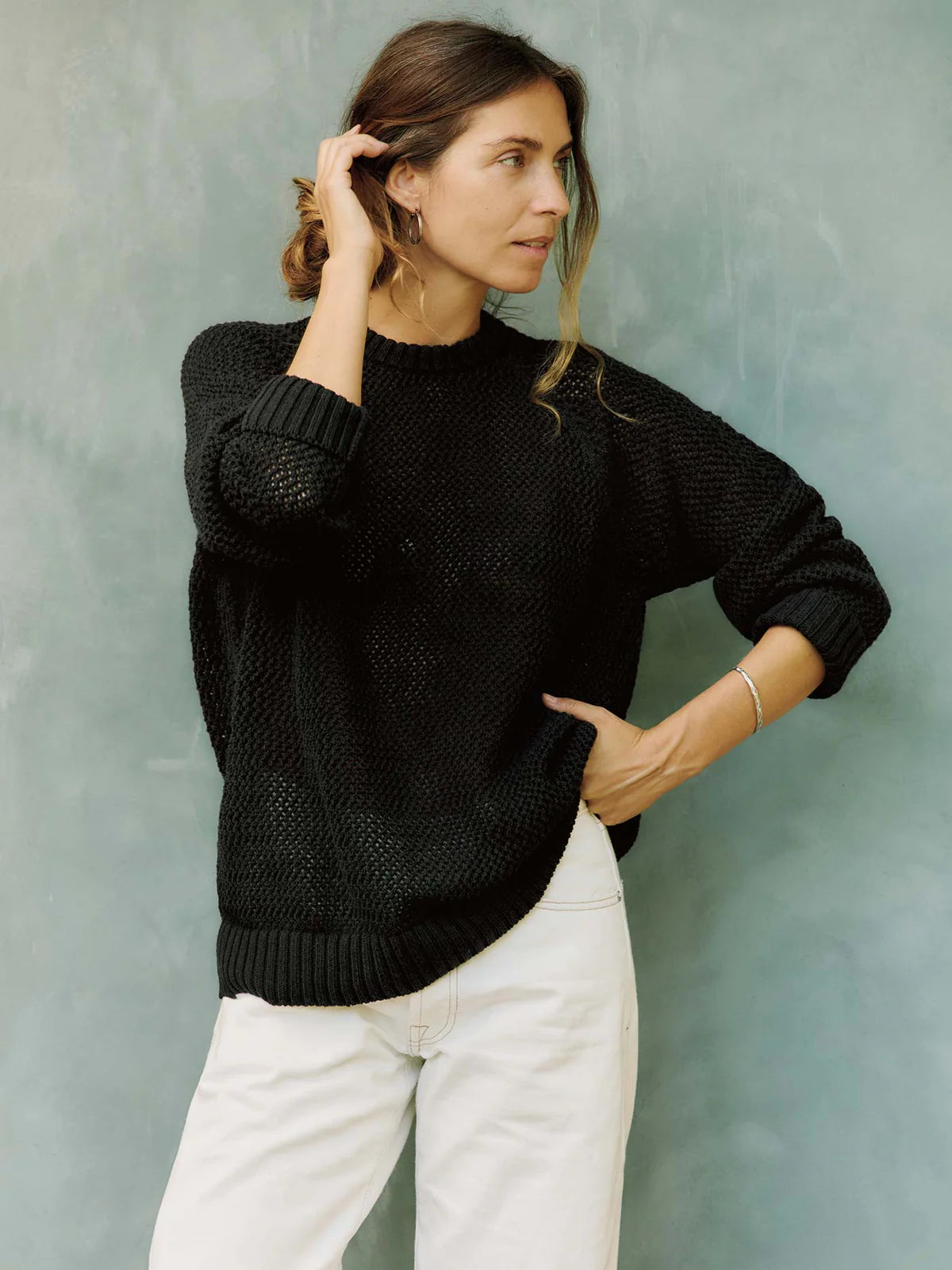 Cascabel Open Weave Sweater - Black