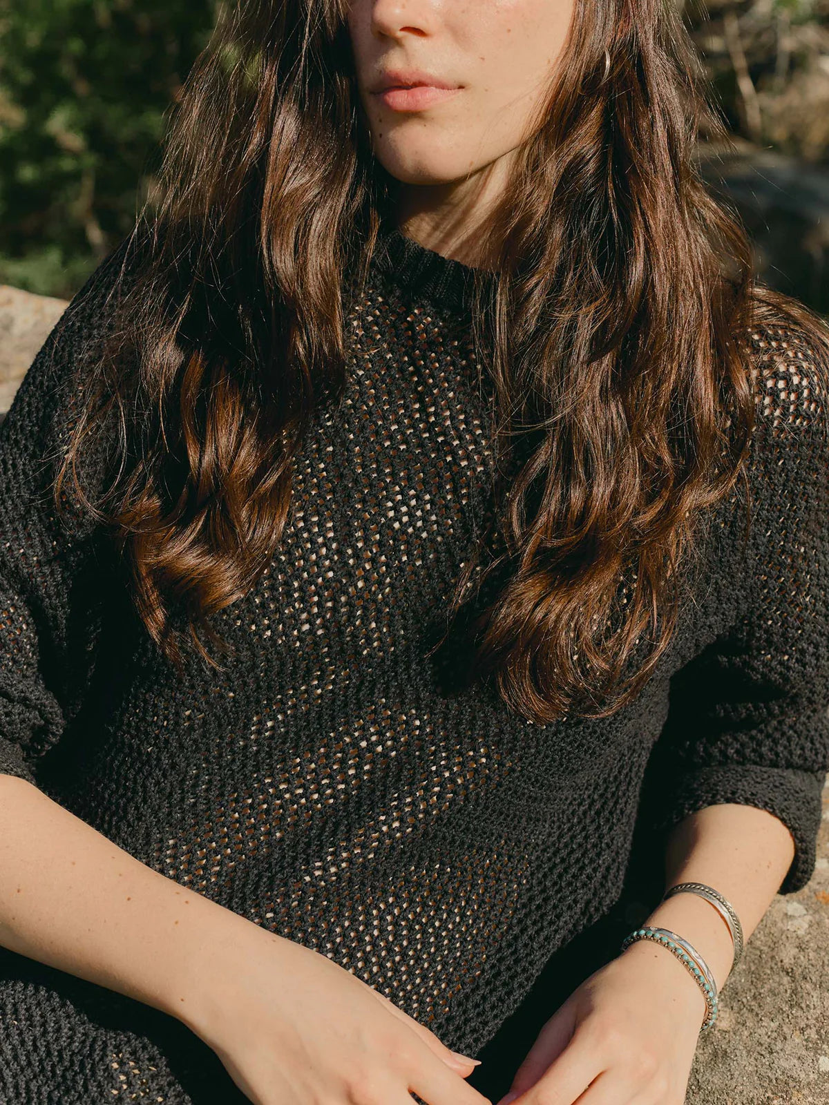 Cascabel Open Weave Sweater - Black