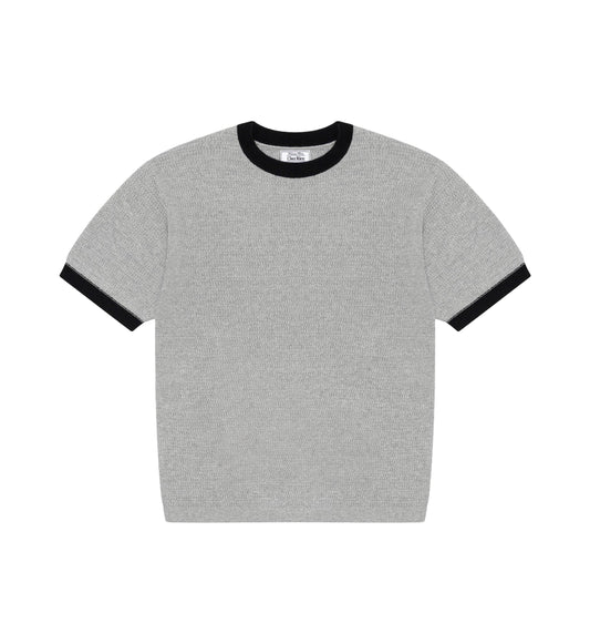 Textured Ringer Tee - Heather Grey