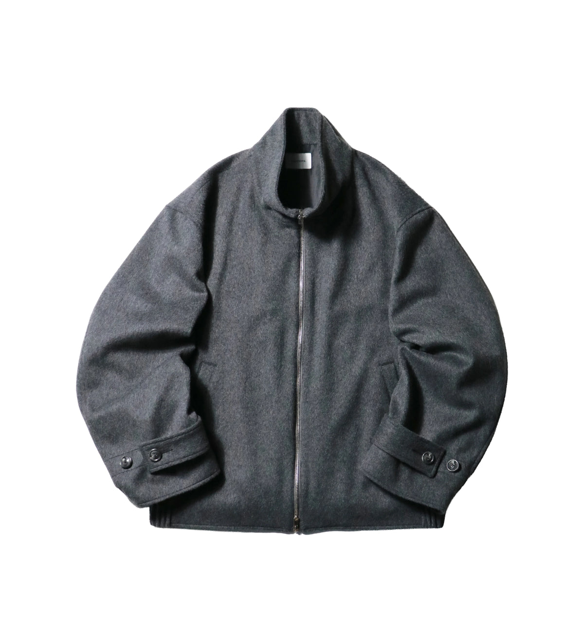 Melton Stand Collar Zip Jacket — Charcoal