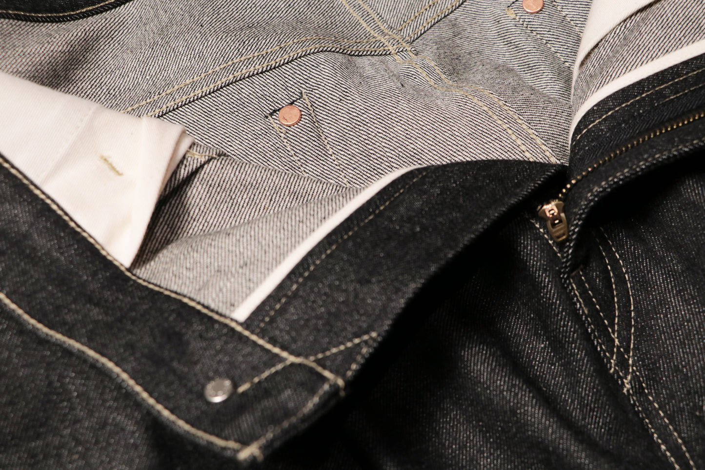 Rigid Denim Selvedge Jeans - Black