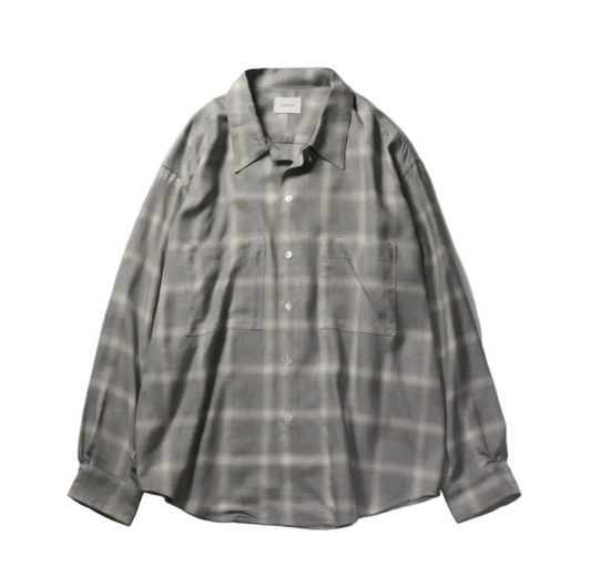 Split yoke big shirt - Ombre check / Gray
