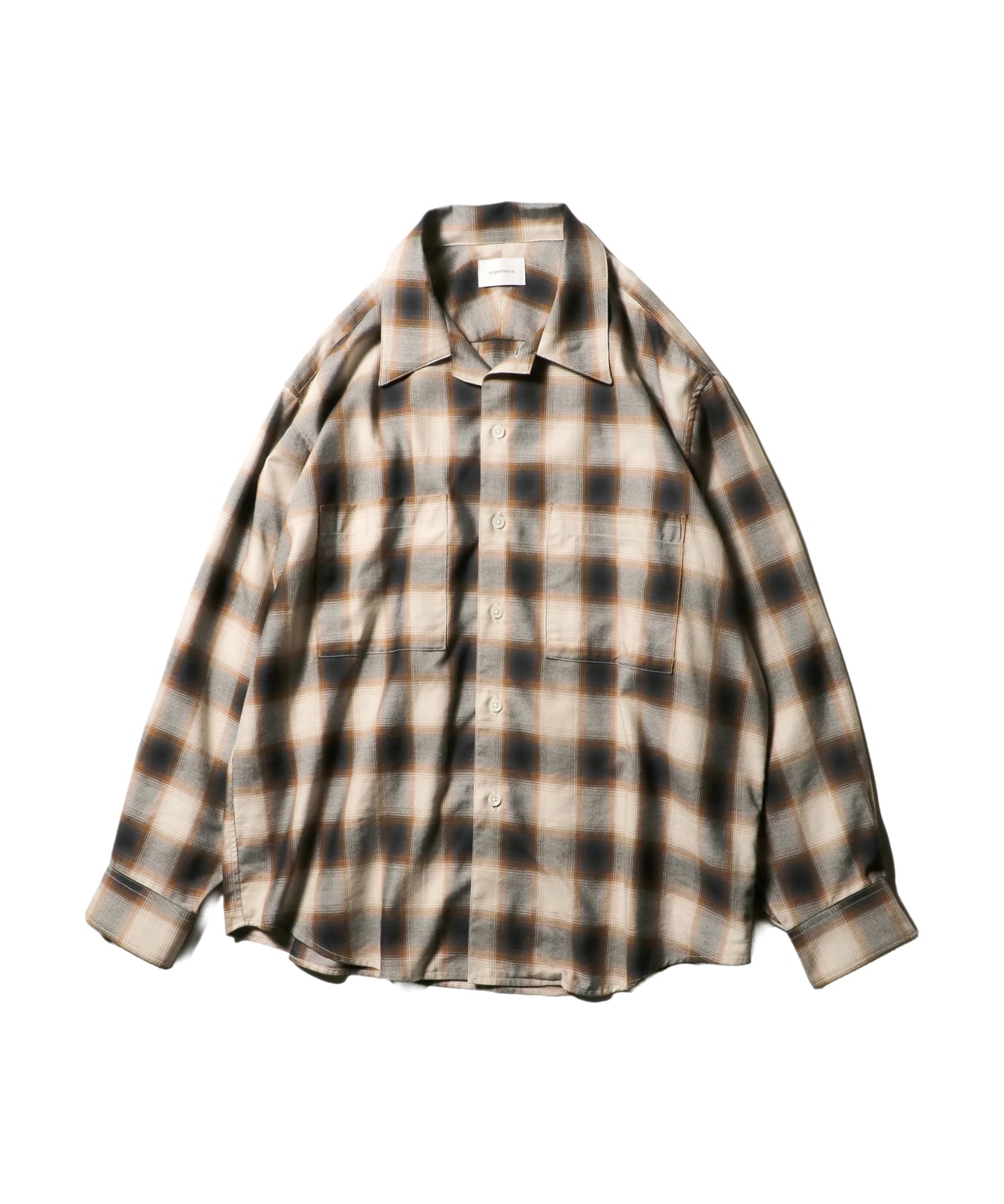 Split Yoke Big Shirt - Ombre Check / Brown