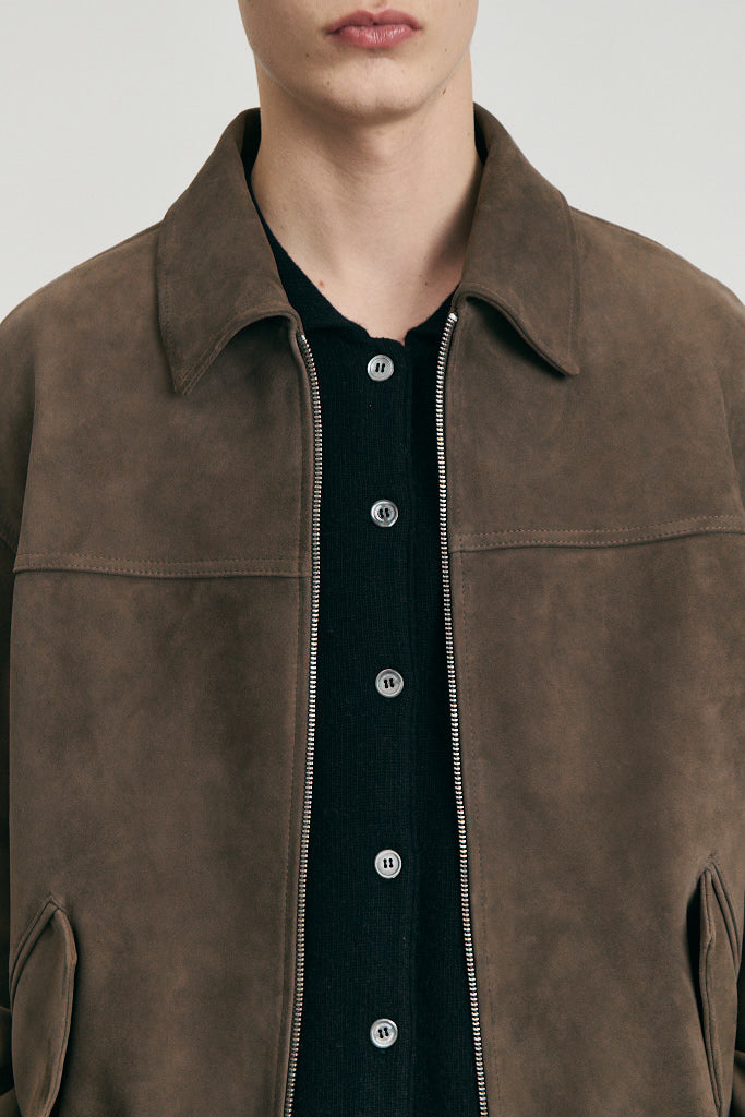 Refined Suede Blouson — Taupe Suede