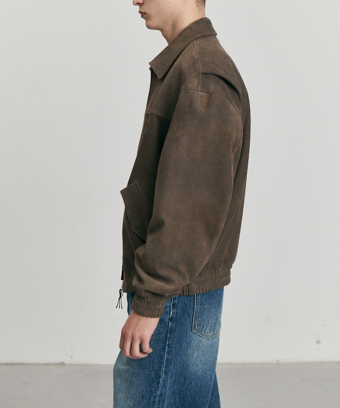 Refined Suede Blouson — Taupe Suede