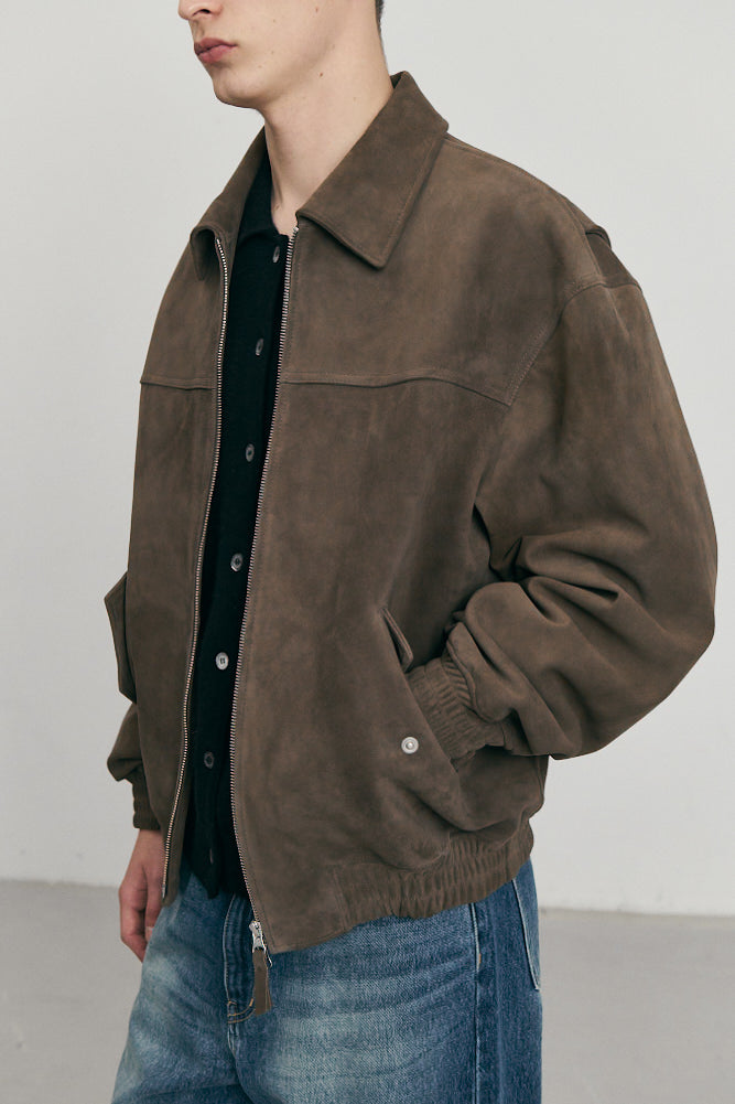 Refined Suede Blouson — Taupe Suede