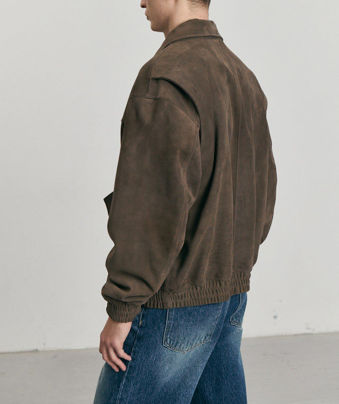 Refined Suede Blouson — Taupe Suede