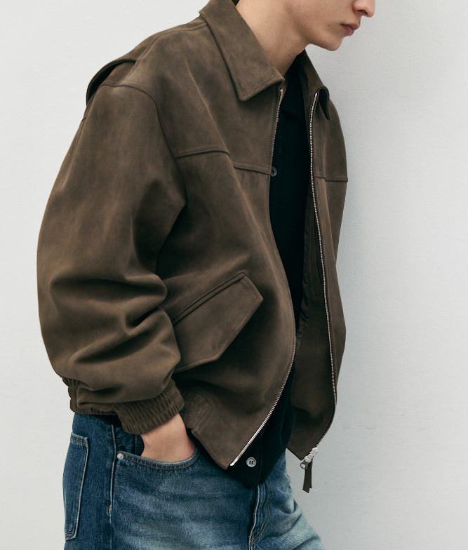 Refined Suede Blouson — Taupe Suede