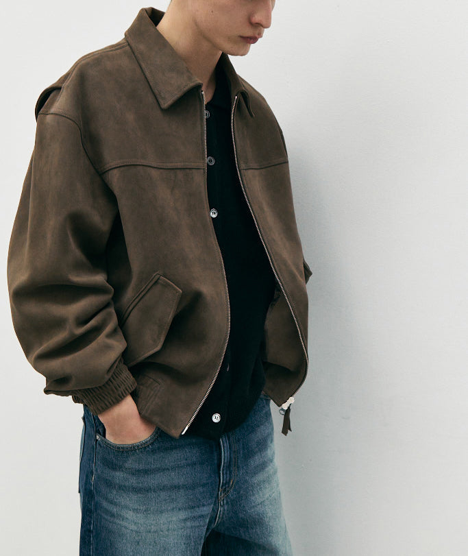 Refined Suede Blouson — Taupe Suede