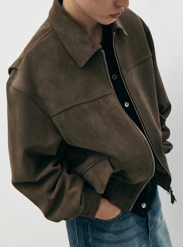 Refined Suede Blouson — Taupe Suede
