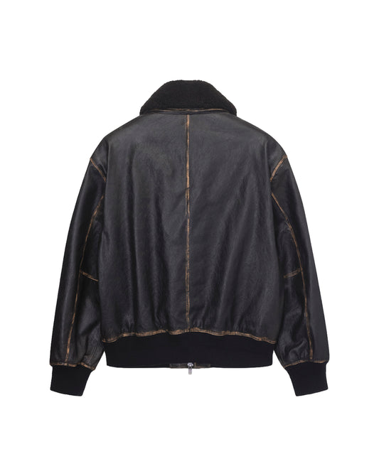 Detachable A-2 Leather Blouson — Brushed Black