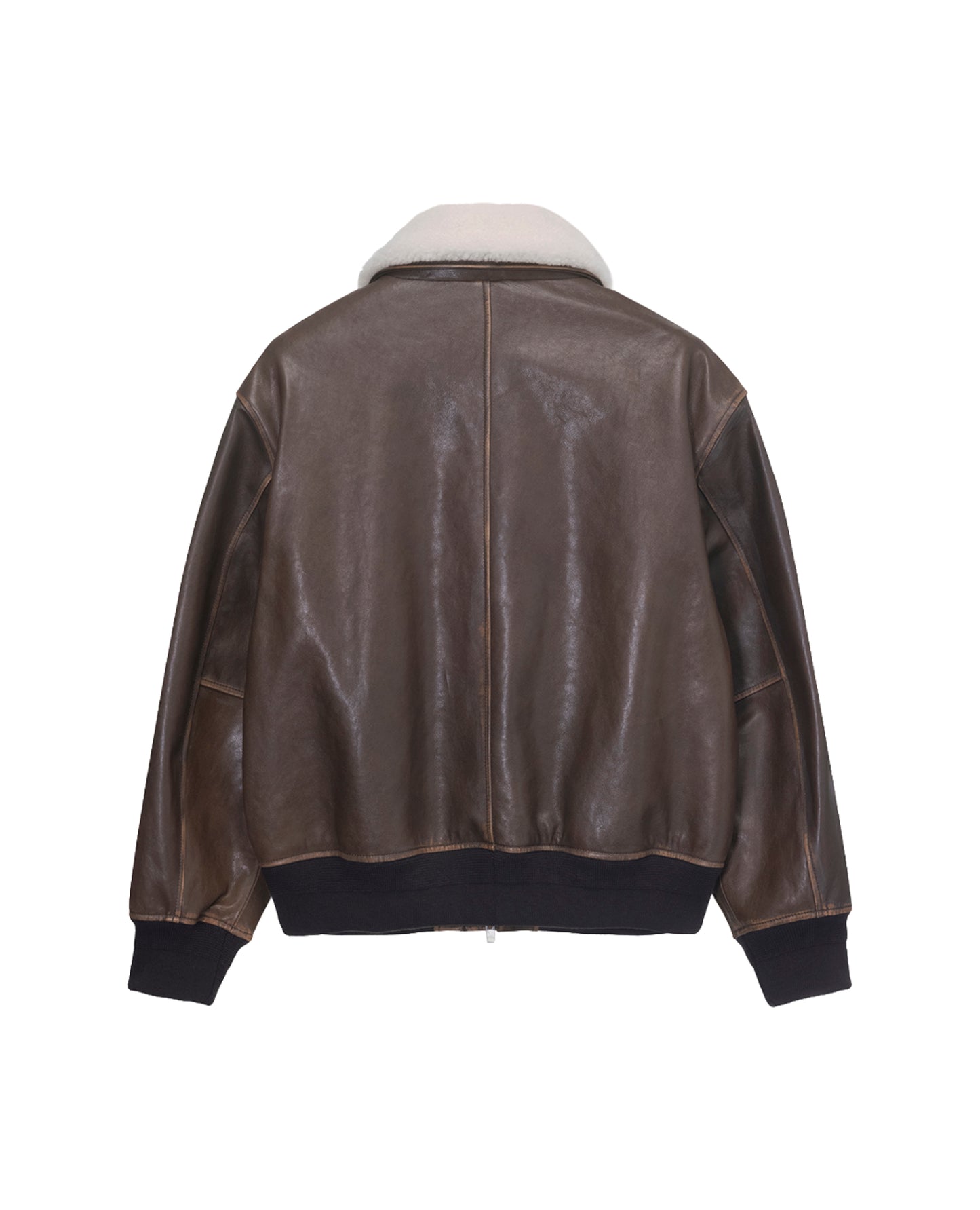 Detachable A-2 Leather Blouson — Brown