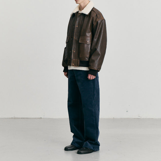 Detachable A-2 Leather Blouson — Brown