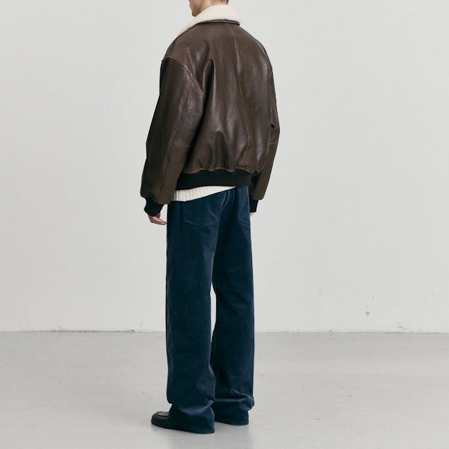 Detachable A-2 Leather Blouson — Brown