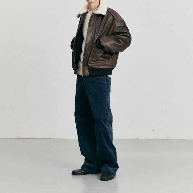 Detachable A-2 Leather Blouson — Brown