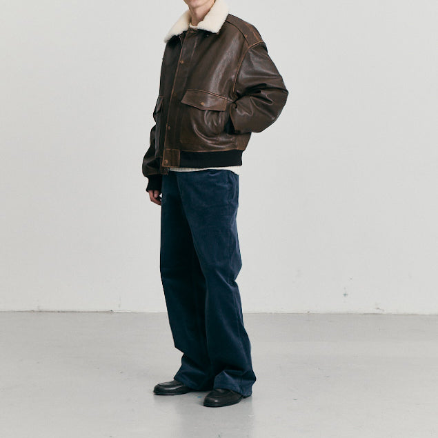 Detachable A-2 Leather Blouson — Brown