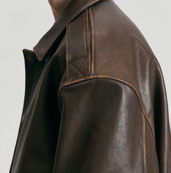 Detachable A-2 Leather Blouson — Brown