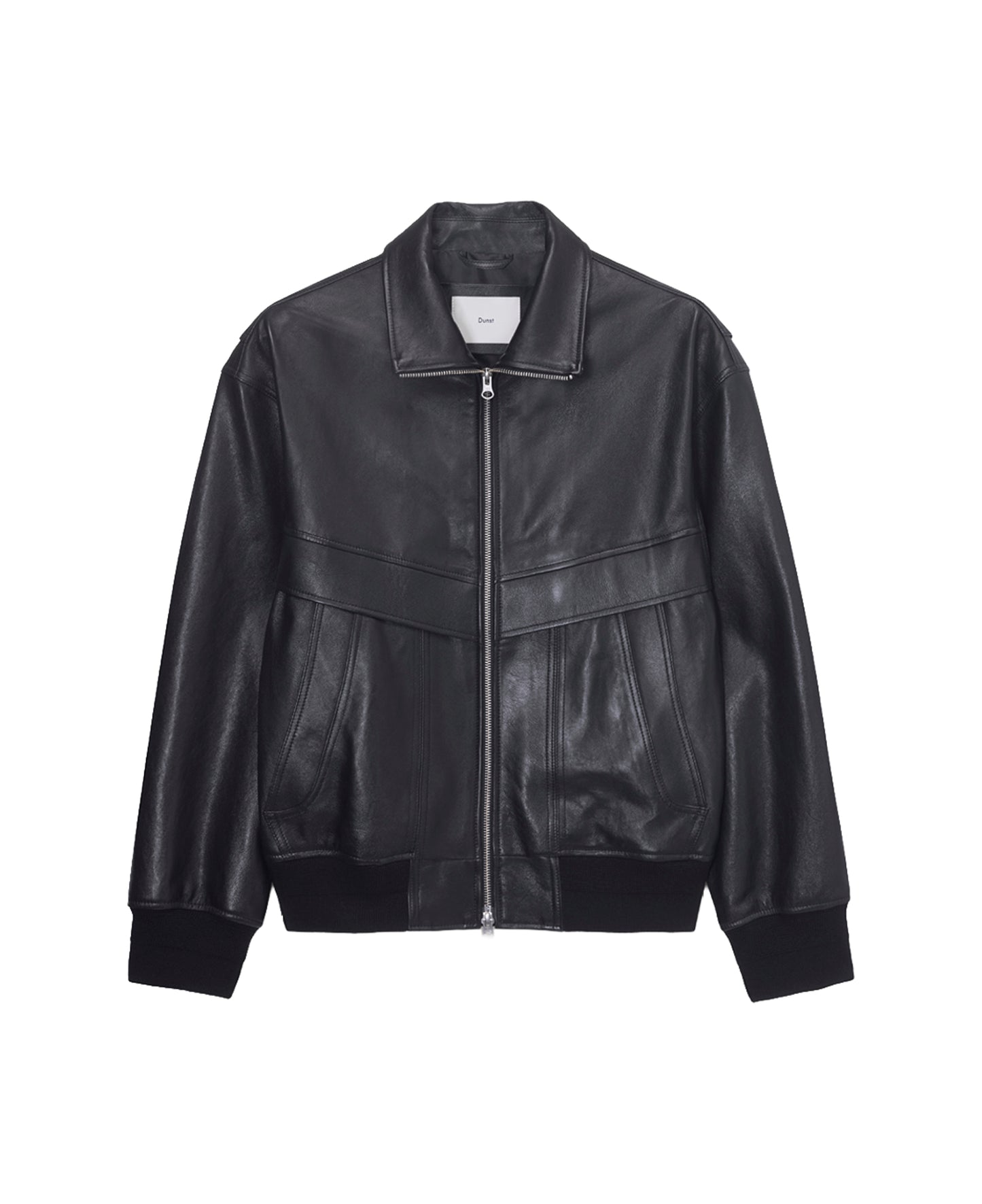Stand Collared Leather Blouson — Black