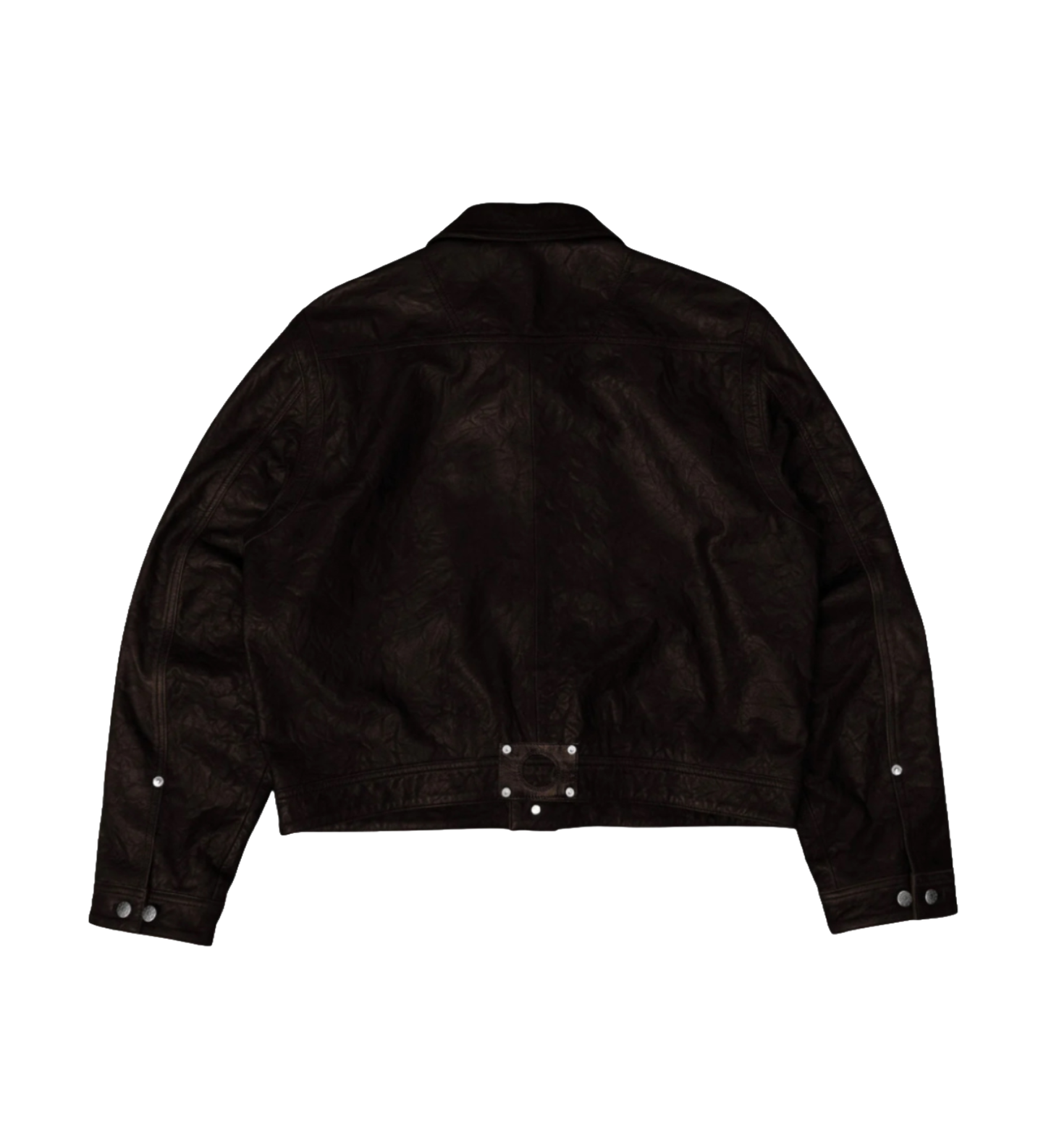 Brown Crinkled Lambskin Leather Jacket