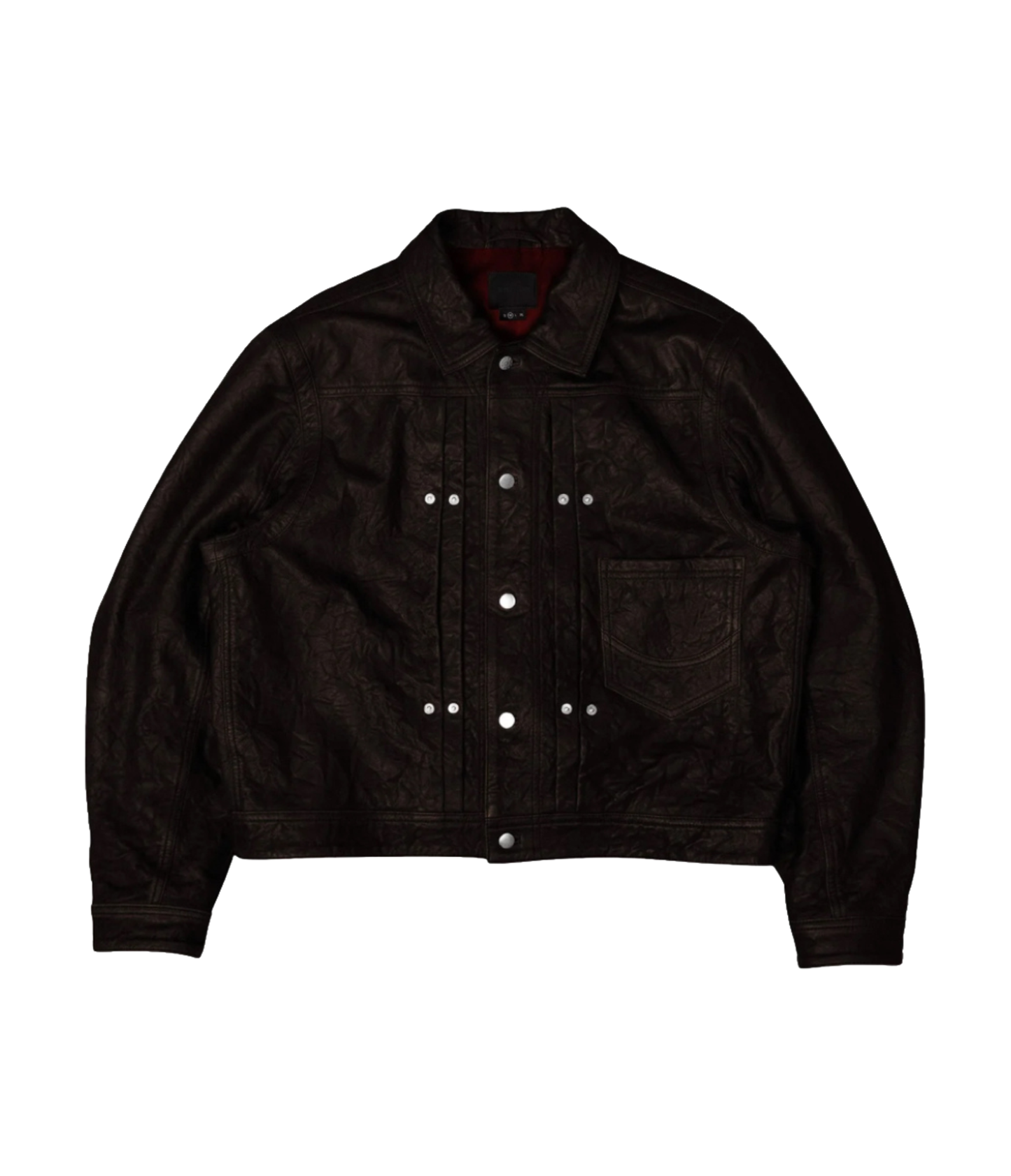 Brown Crinkled Lambskin Leather Jacket