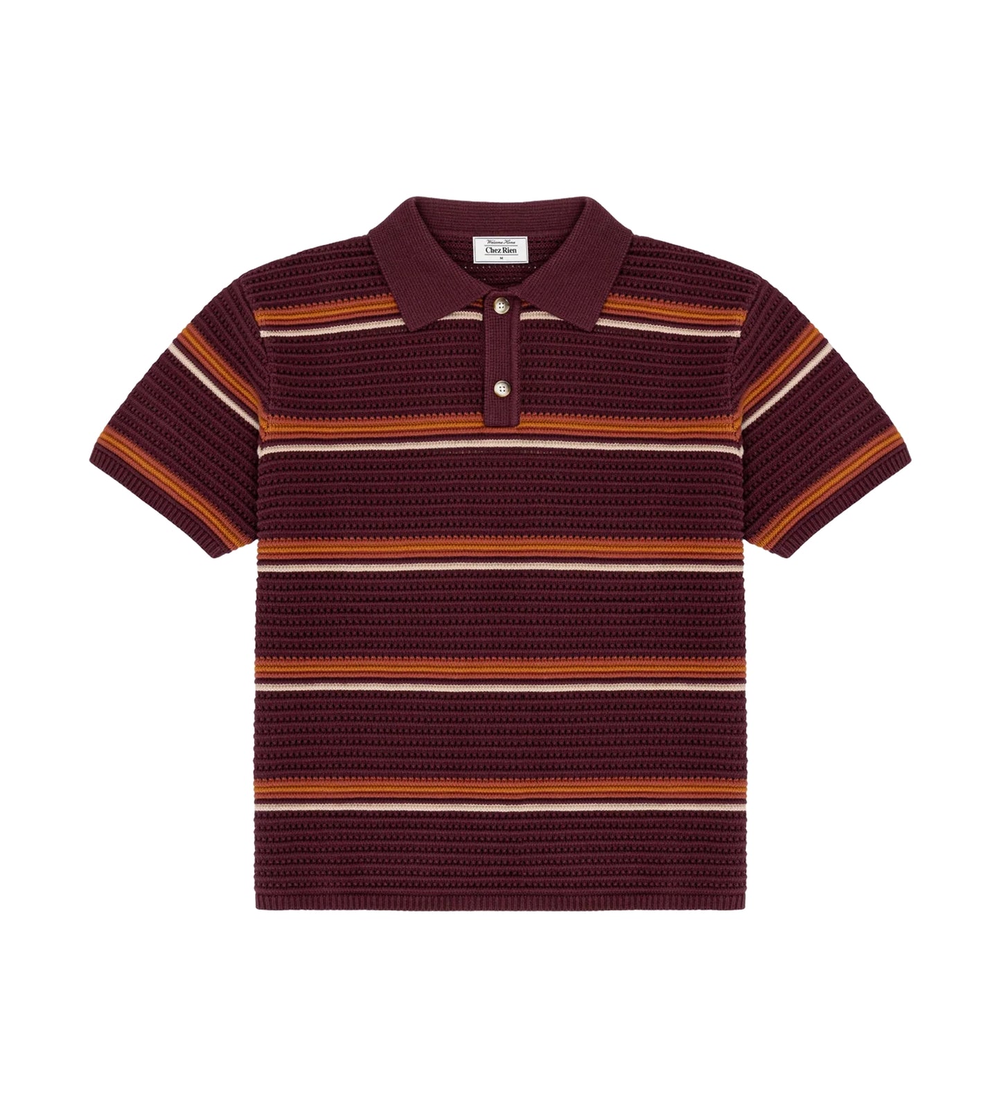 Striped Knit Polo - Burgundy