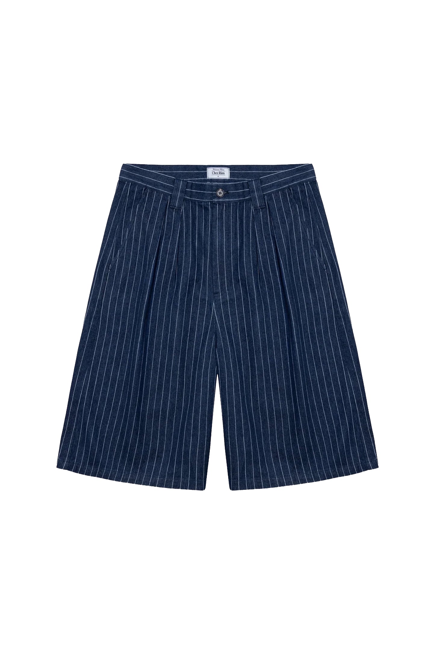 Giant Pleated Shorts - Indigo Pinstripe