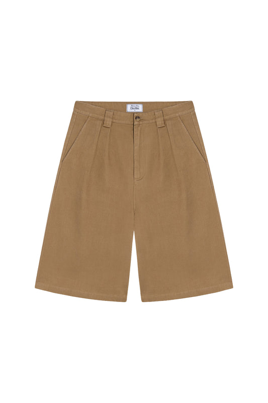 Giant Pleated Shorts -  Hazelnut