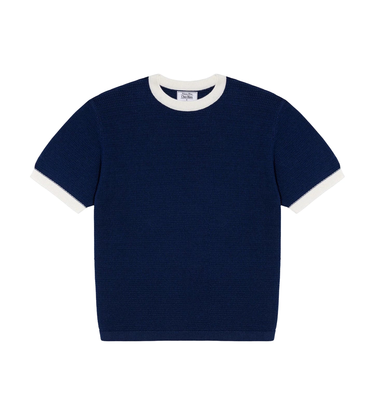 Textured Ringer Tee - Navy