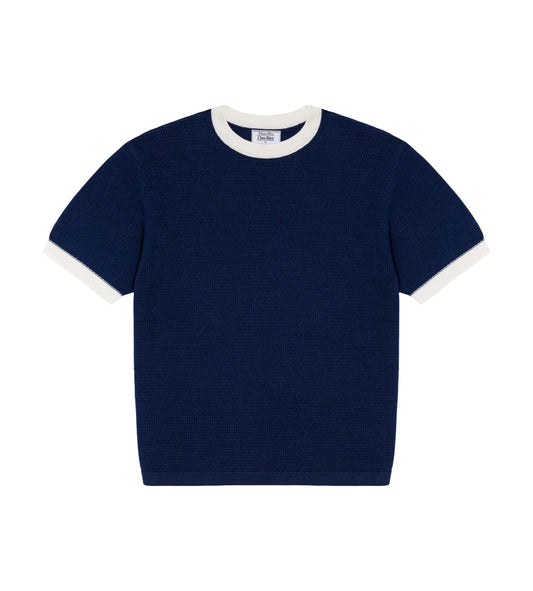 Textured Ringer Tee - Navy