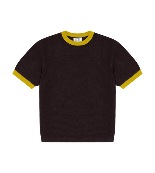 Textured Ringer Tee - Mocha
