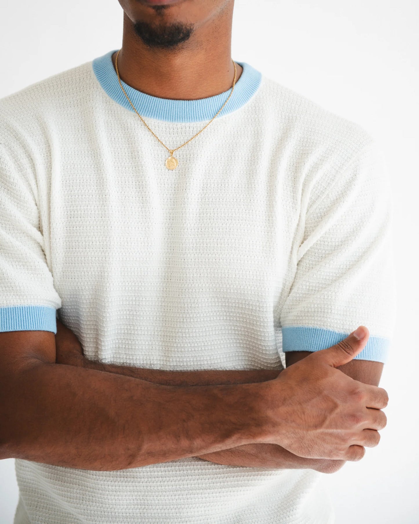 Textured Ringer Tee - Bone