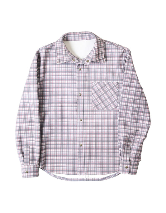 Leather Tartan Shirt - Light Grey