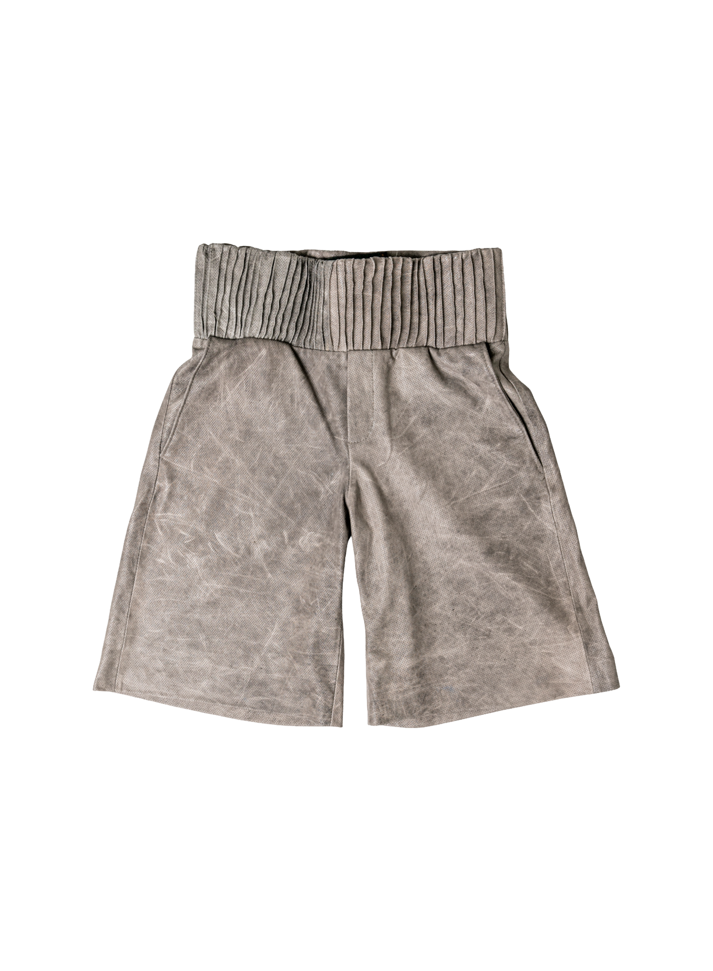Perforated Leather Short - Grey
