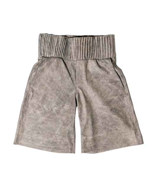 Perforated Leather Short - Grey