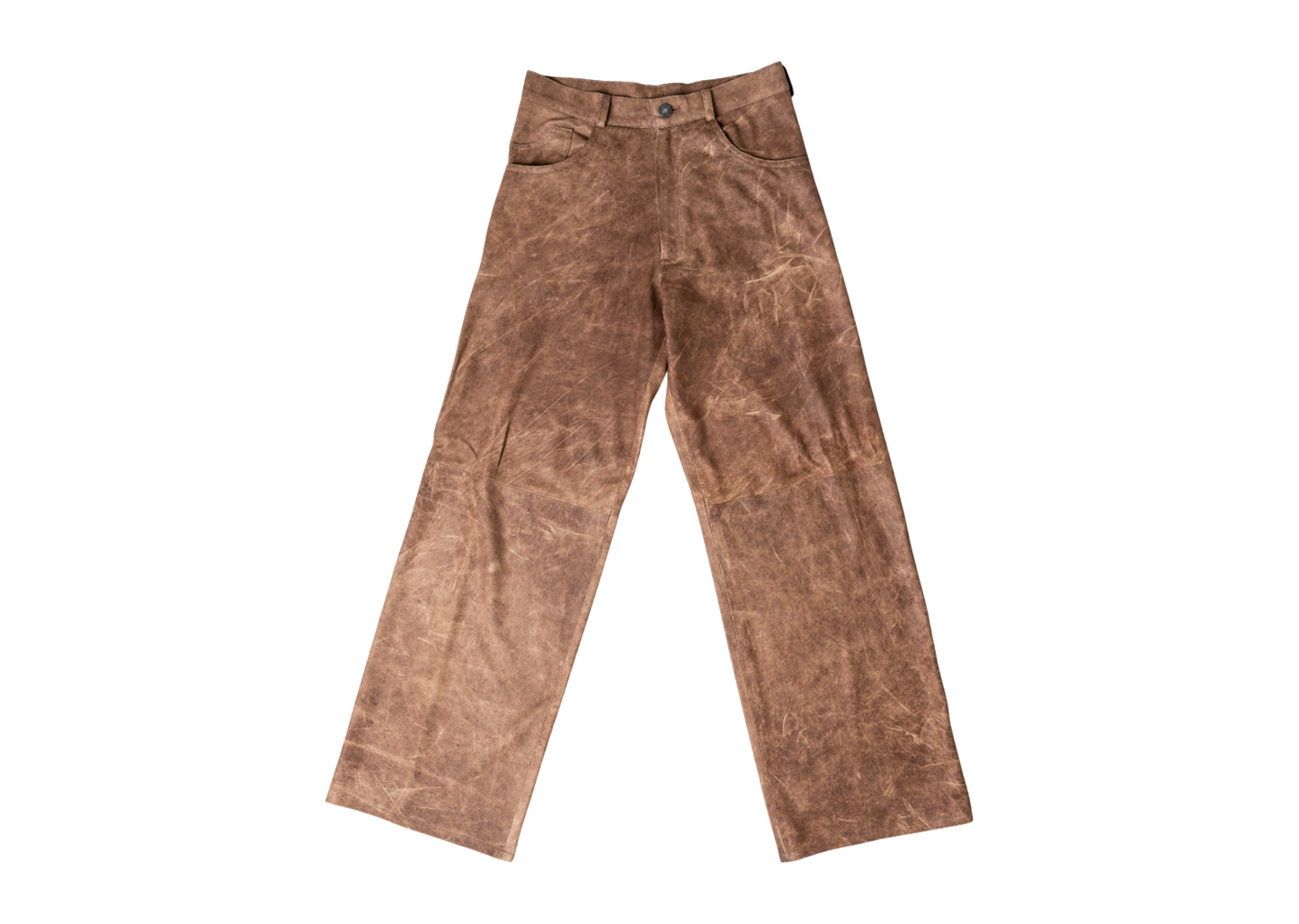 Perforated Leather Pants - Brown