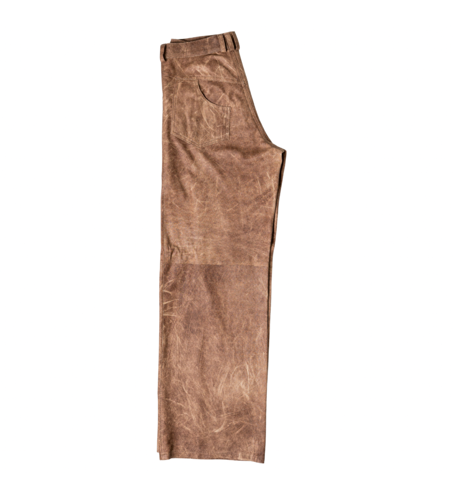 Perforated Leather Pants - Brown