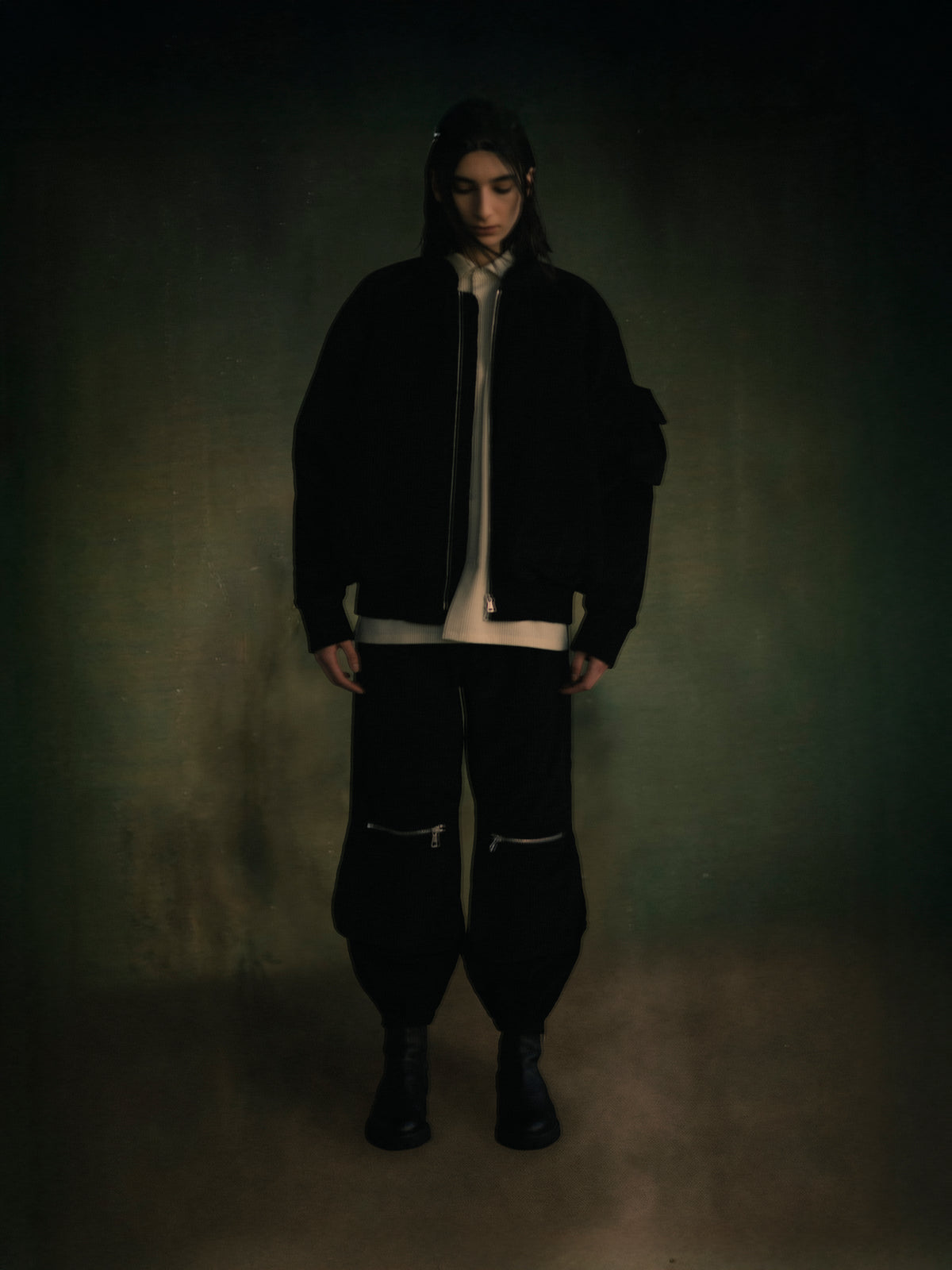 Titan Leather Down Jacket — Nero