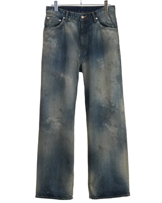 Aging Middle Straight 5P Denim Pants - Indigo