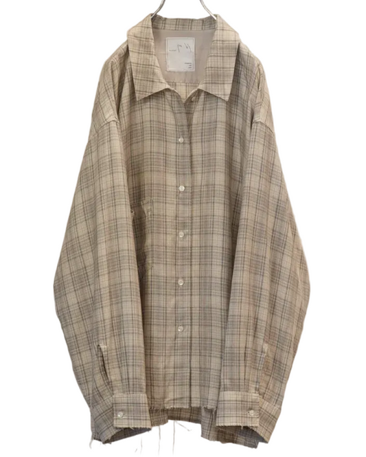 Aging Rayon Check Shirt - Beige