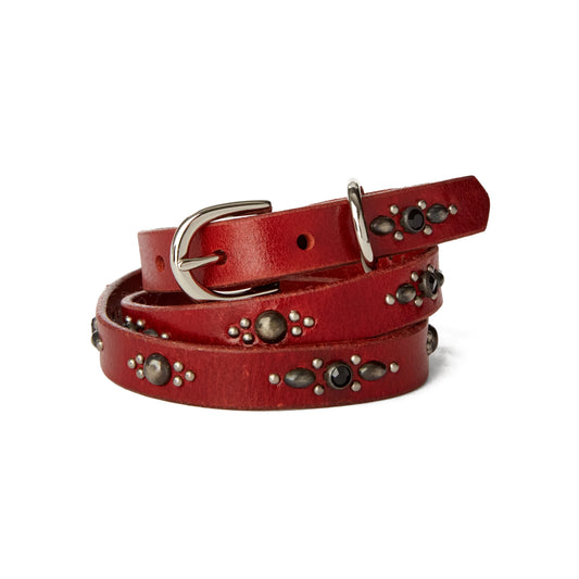 Oval Stud Belt - Rich Cherry