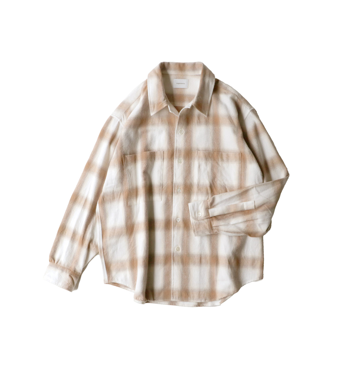 Ombre Check Flannel Shirt — White & Orange