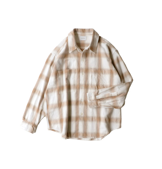Ombre Check Flannel Shirt — White & Orange