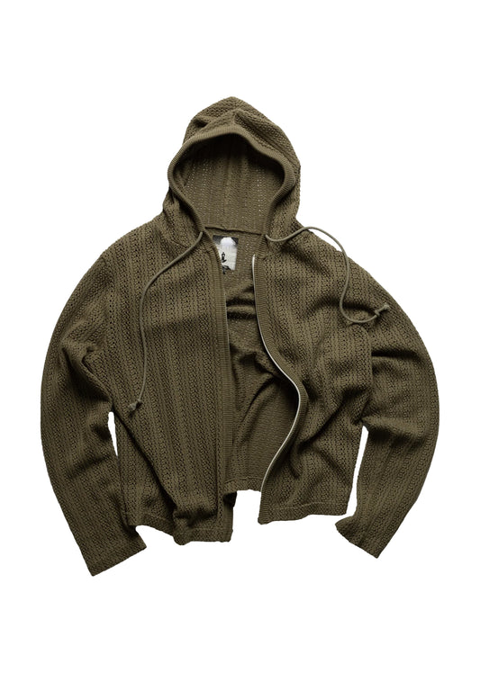 Pointelle Creek Hoodie - Olive